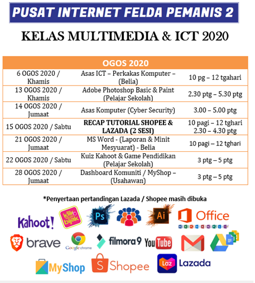 Jadual Kelas ICT Ogos 2020